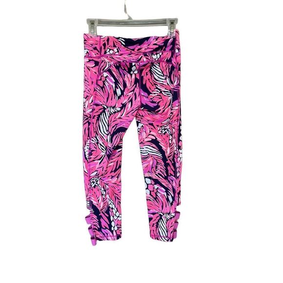 Lilly Pulitzer Womens Pink Tropical Print Luxletic Weekender Cropped Legging - Picture 4 of 10